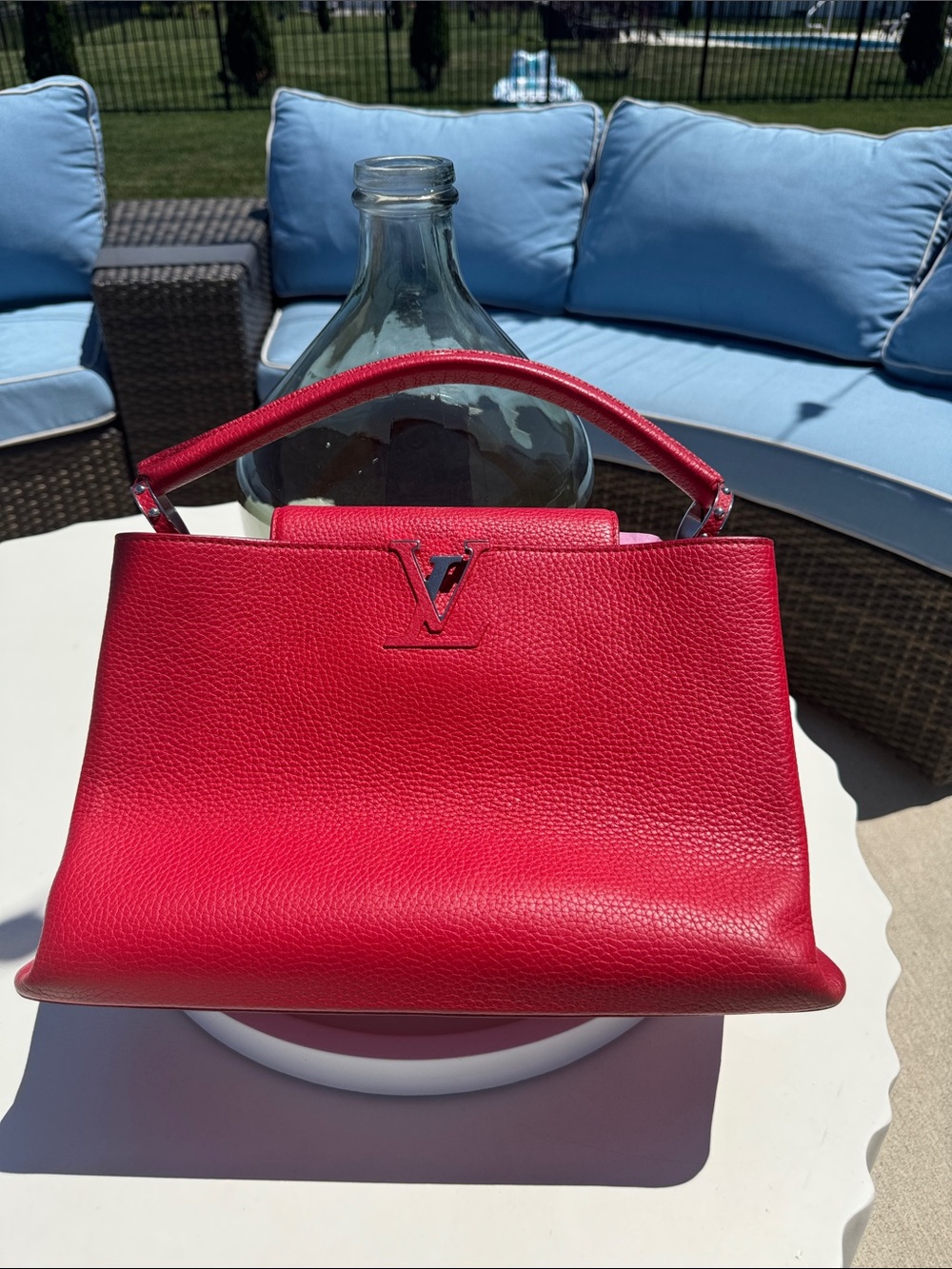 Louis Vuitton Red Top-Handle Satchel